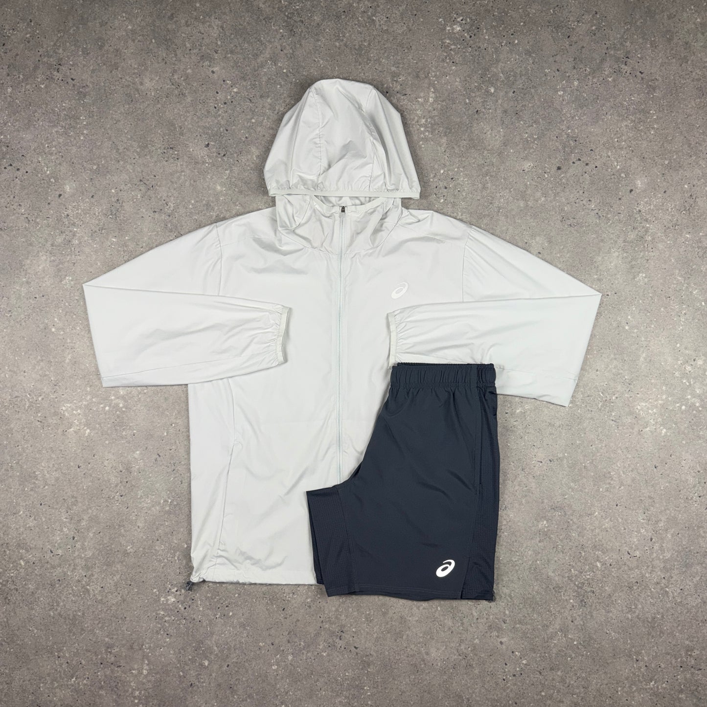 ASICS CORE JACKET SHORTS SET ICE WHITE/GREY