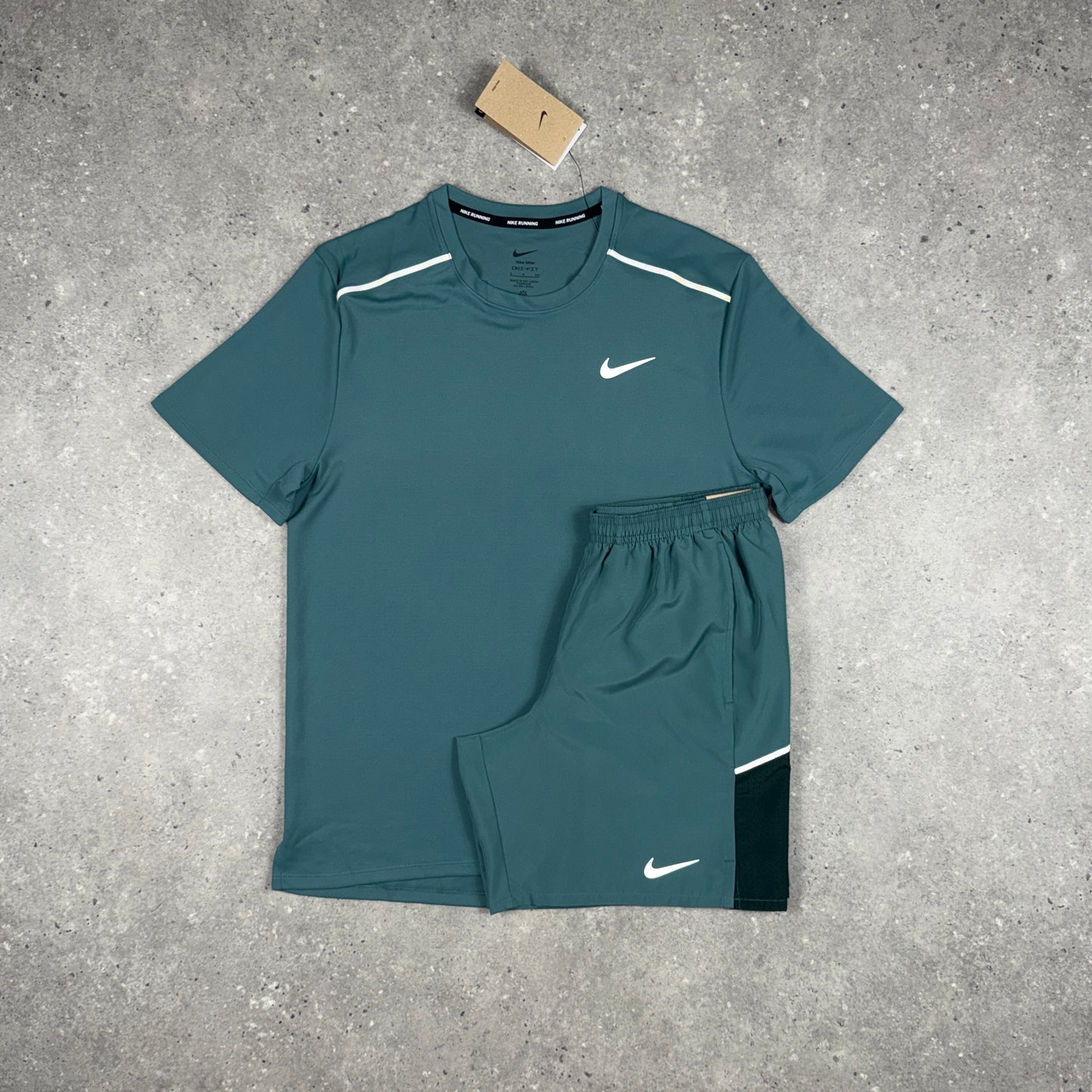 NIKE MILER T-SHIRT SHORTS SET CLAY GREEN