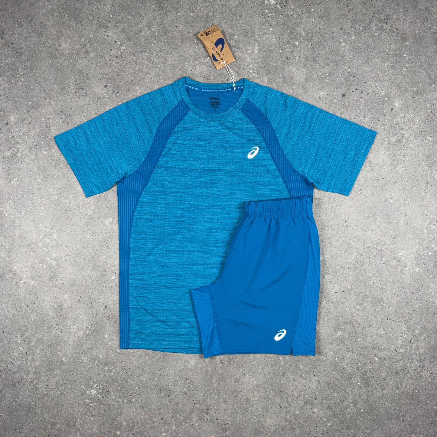 ASICS ROAD T-SHIRT SHORTS SET AGEAN BLUE