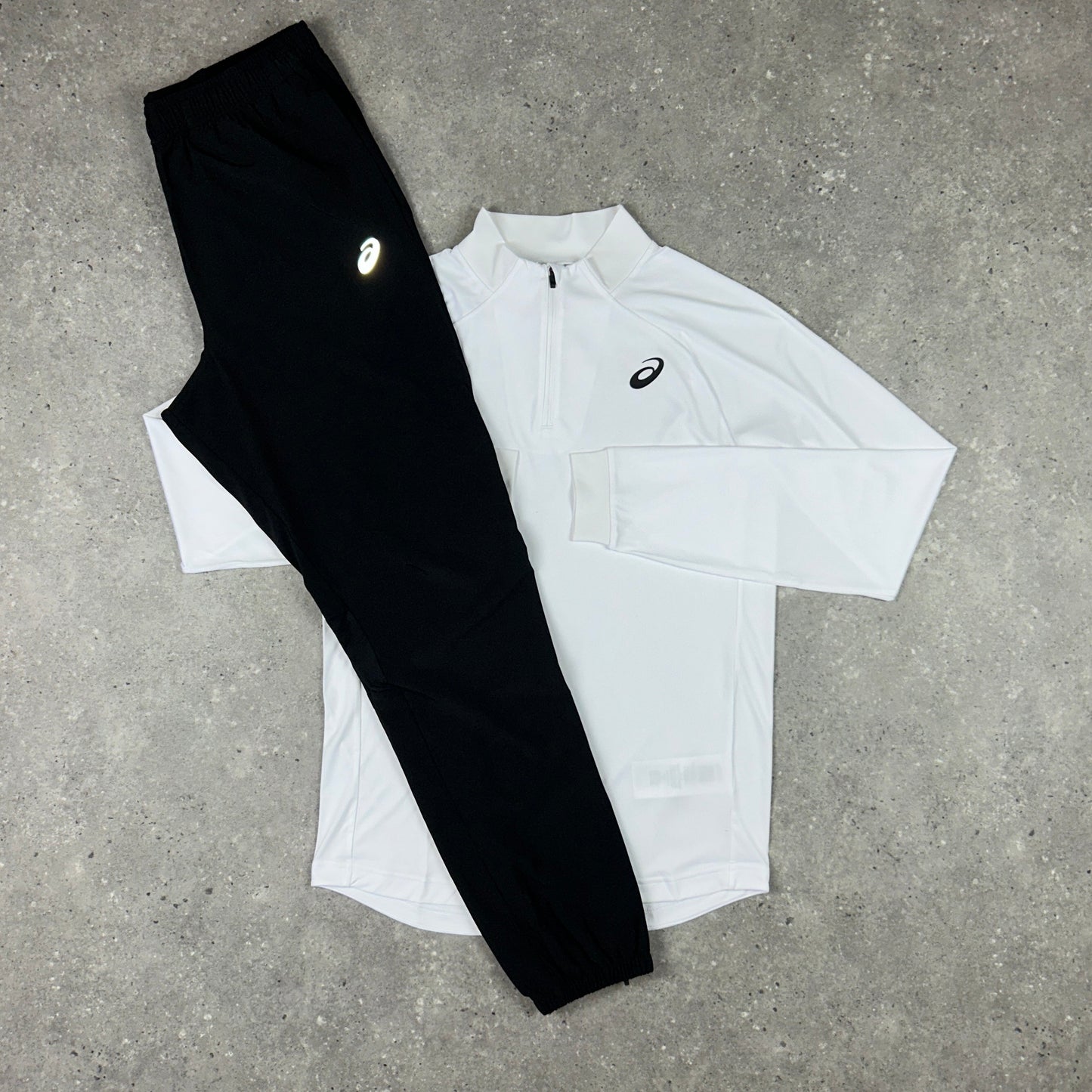 ASICS COURT 1/4 ZIP WHITE & BLACK CORE PANTS SET