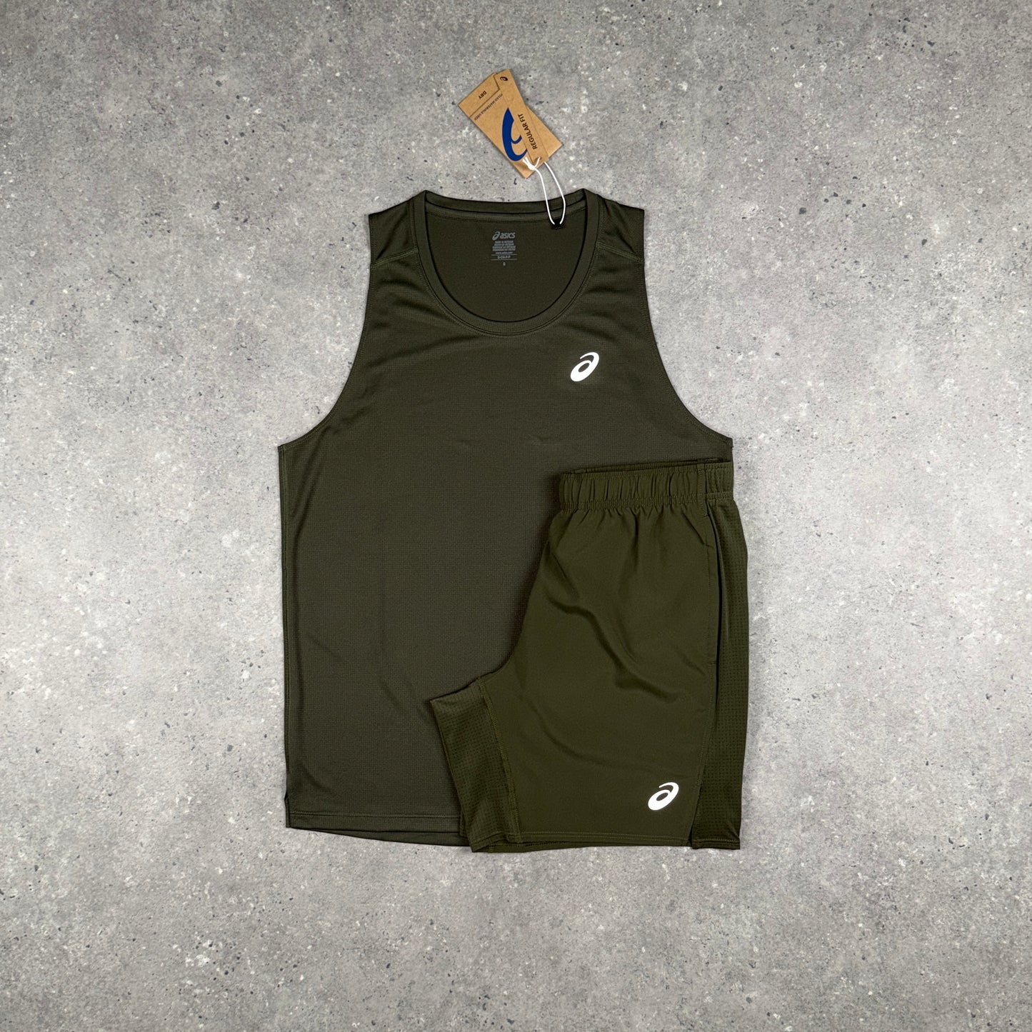 ASICS ROAD VEST SHORTS SET BROWN STONE