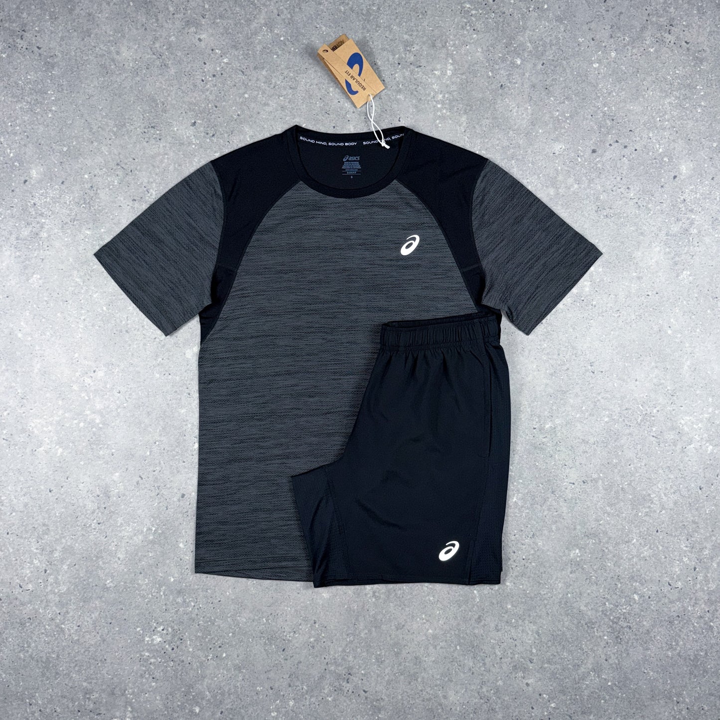 ASICS ROAD T-SHIRT SHORTS SET BLACK