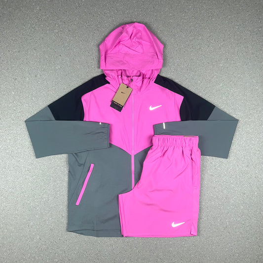 NIKE UV WINDRUNNER JACKET PINK & PINK CHALLENGER SHORTS SET