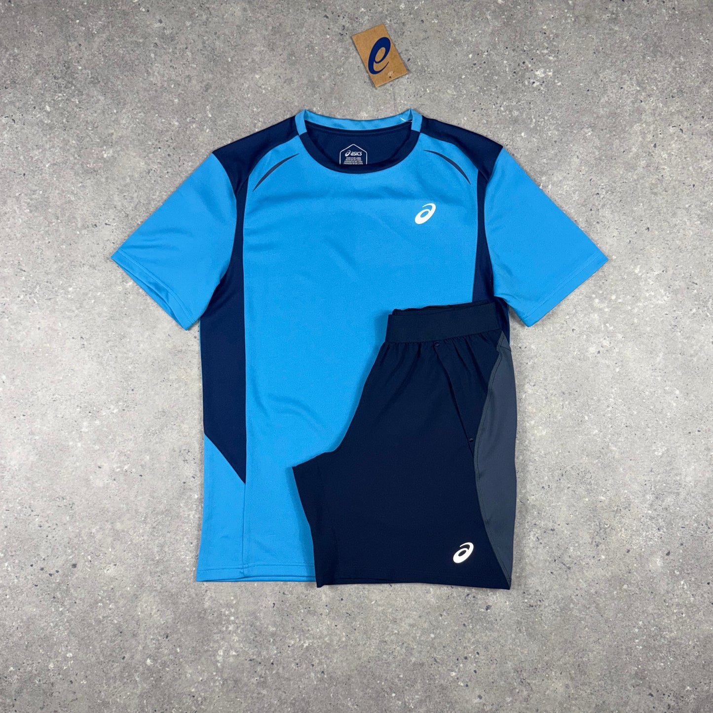 ASICS CURVE T-SHIRT SHORTS SET DOLPHIN BLUE/MIDNIGHT NAVY
