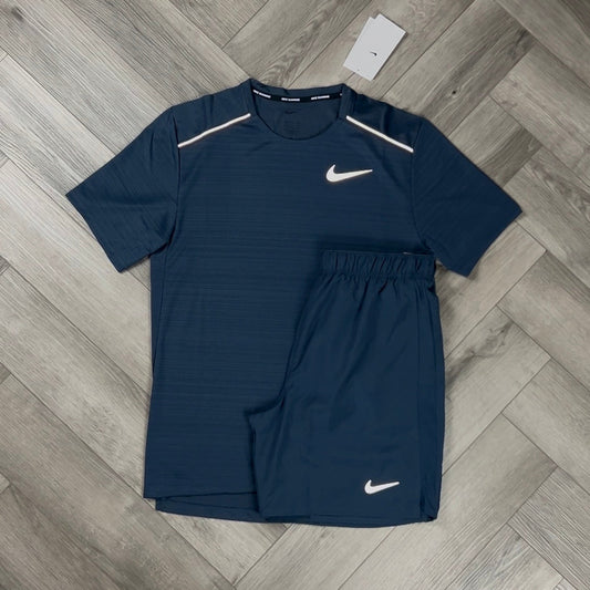 NIKE MILER T-SHIRT THUNDER BLUE & THUNDER BLUE CHALLENGER SHORTS SET