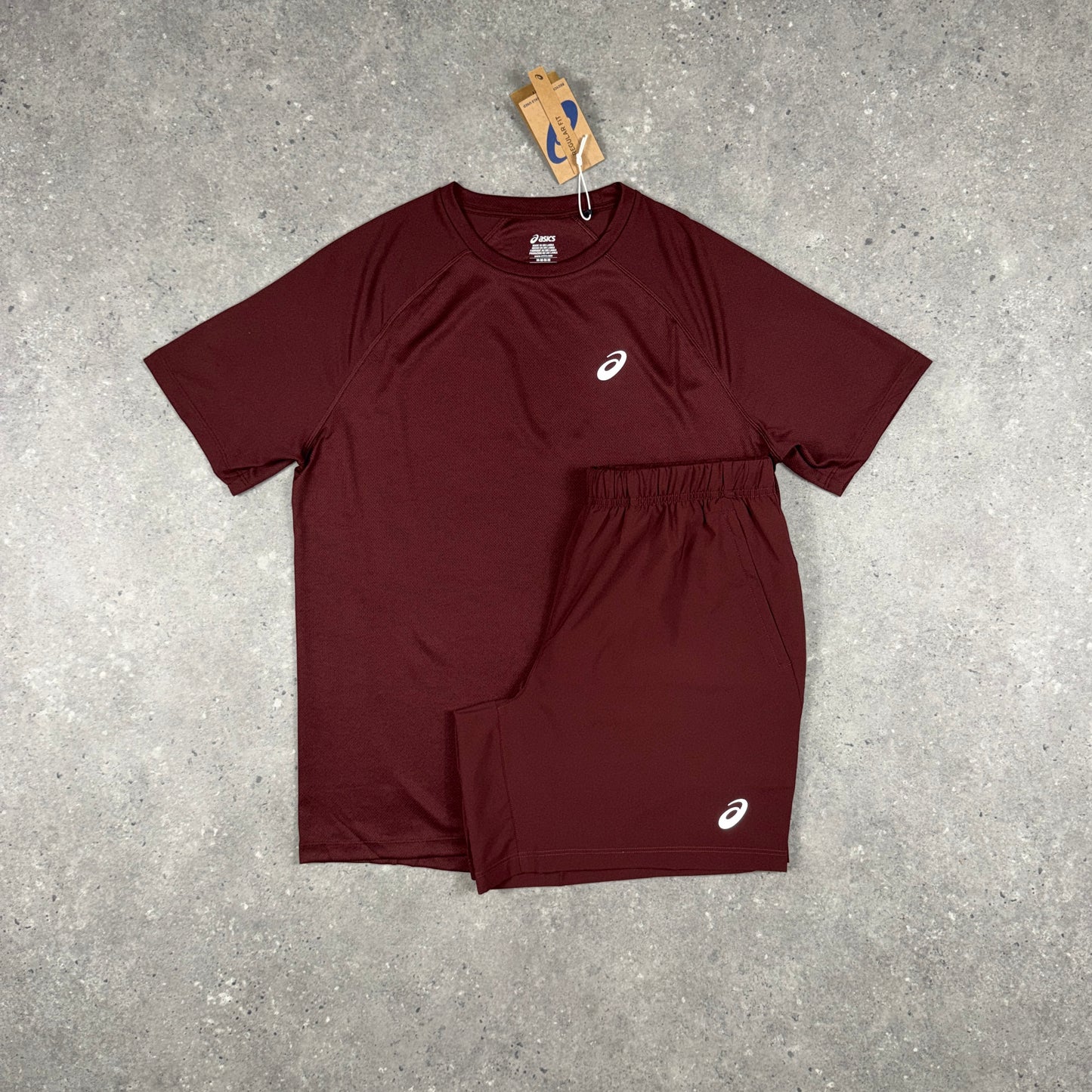 ASICS CORE T-SHIRT SHORTS SET MAROON