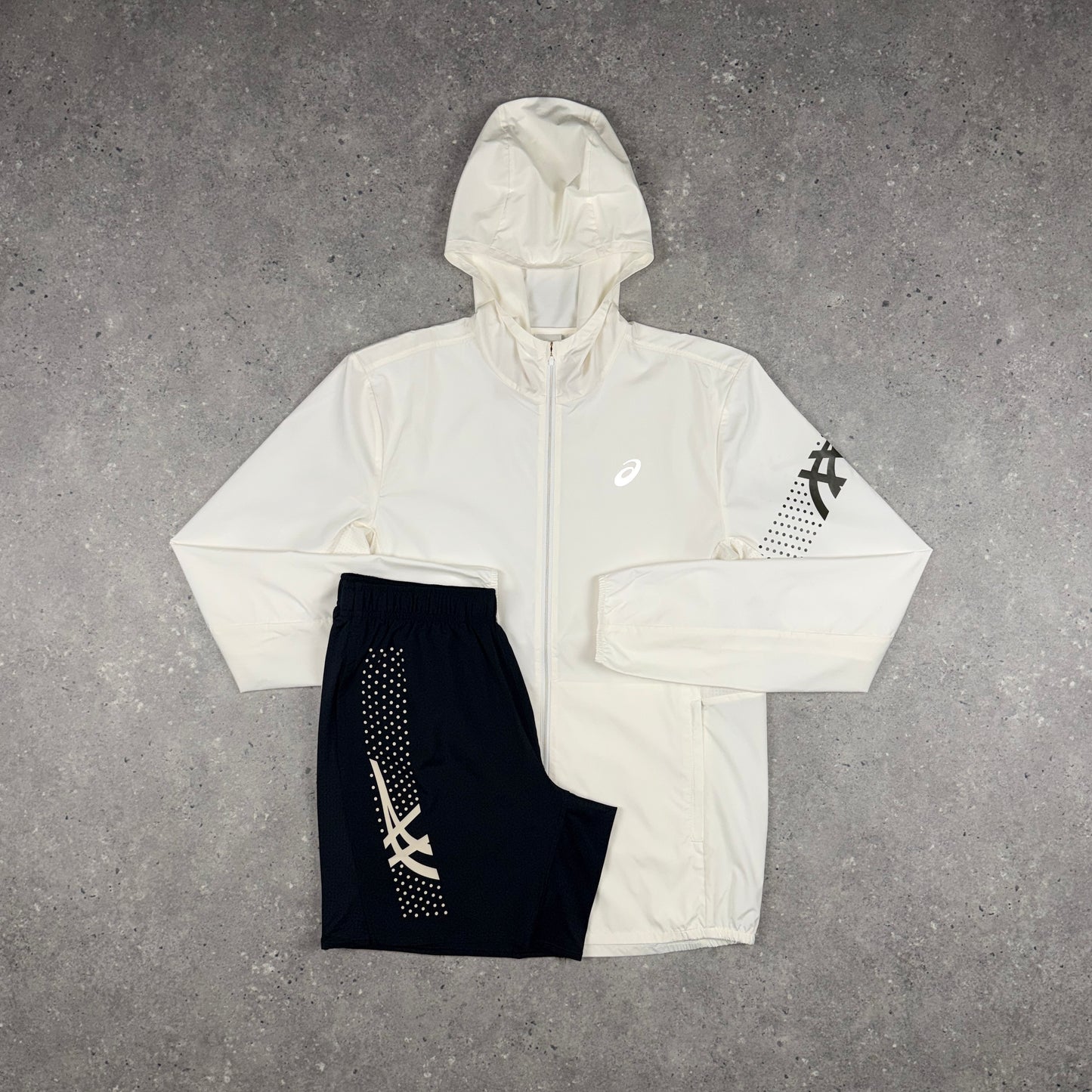 ASICS ICON JACKET SHORTS SET CREAM/BLACK