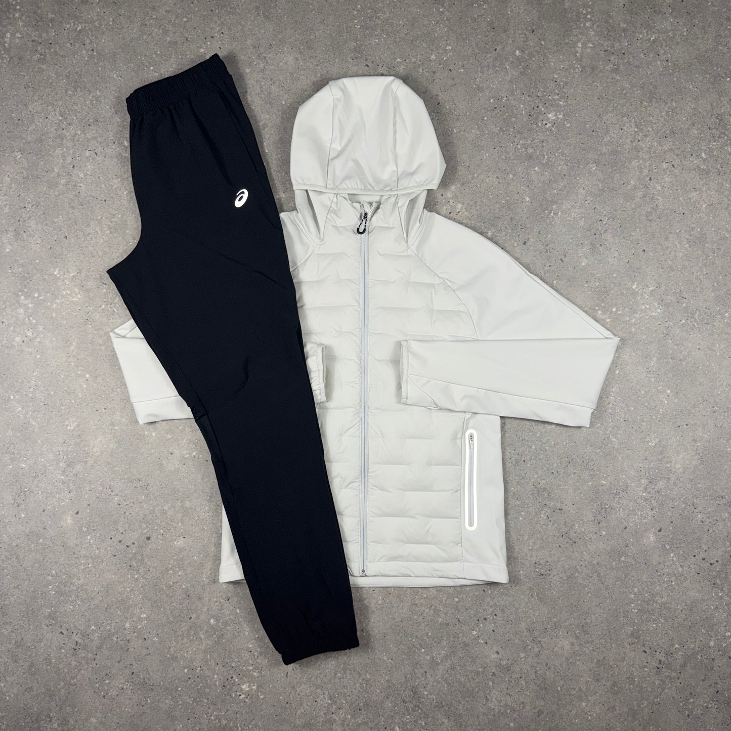 ASICS HYBRID JACKET PANTS SET WHITE/BLACK