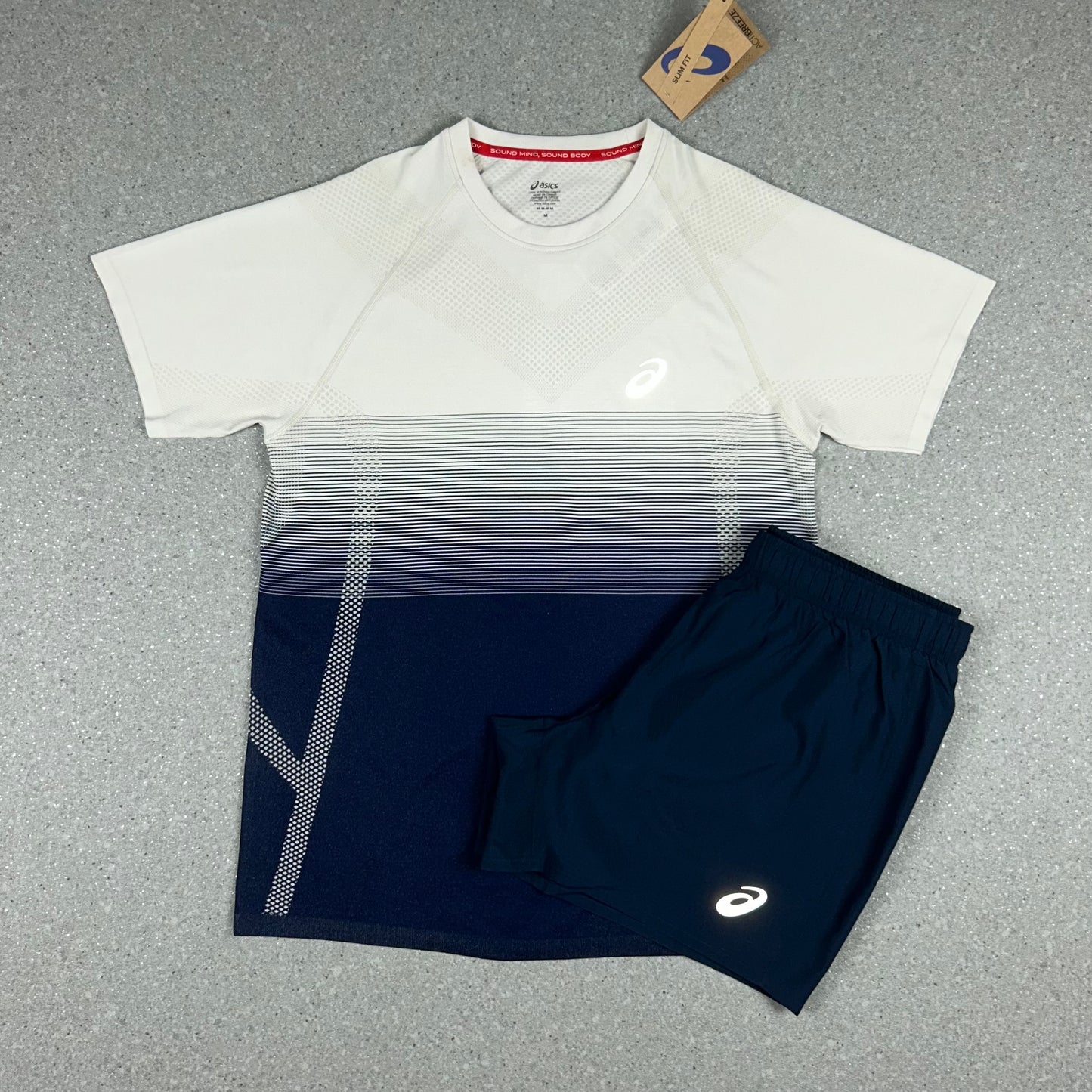 ASICS SEAMLESS T-SHIRT & SHORTS SET BIRCH/BLUE