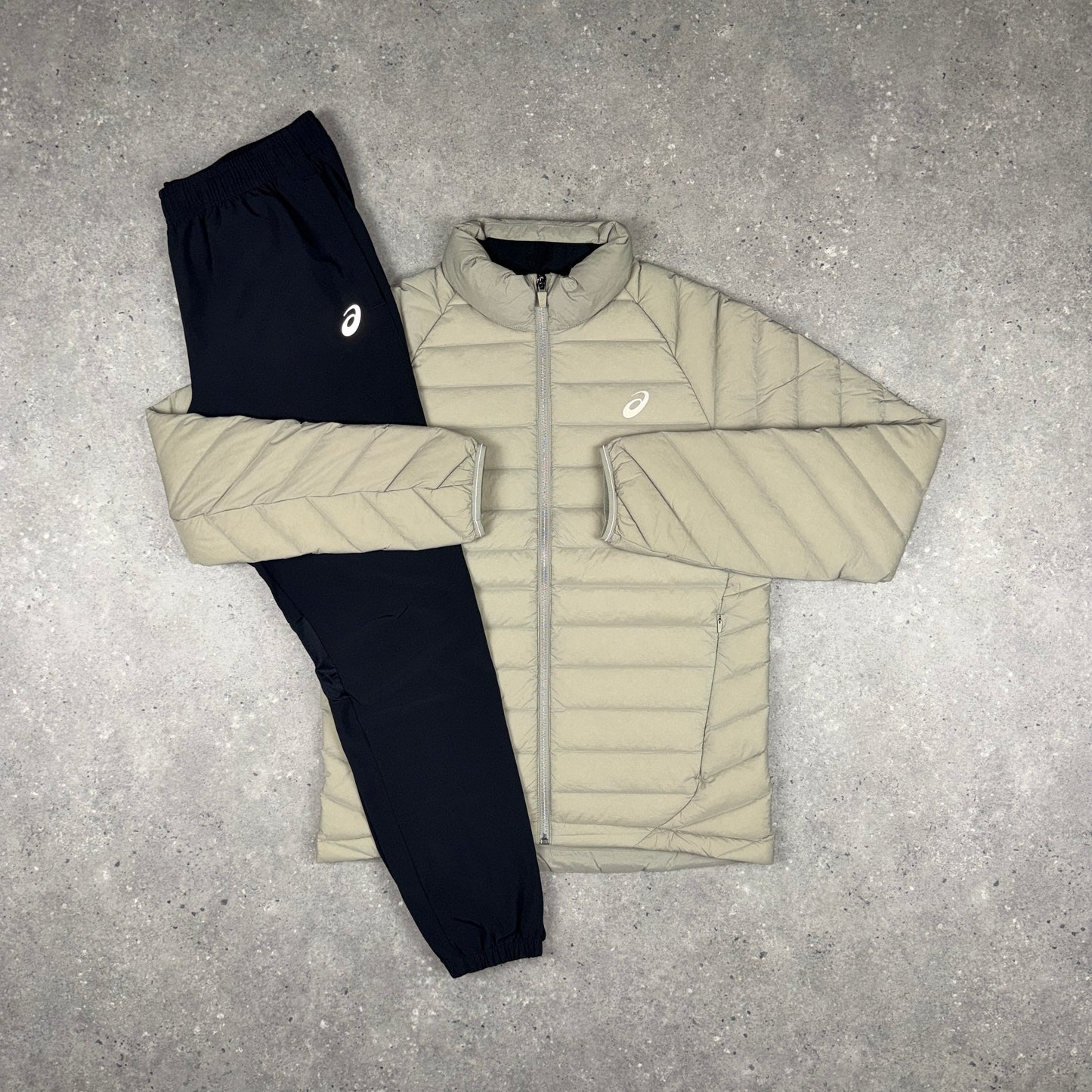 ASICS CORE PUFFER JACKET & PANTS SET BIRCH/BLACK