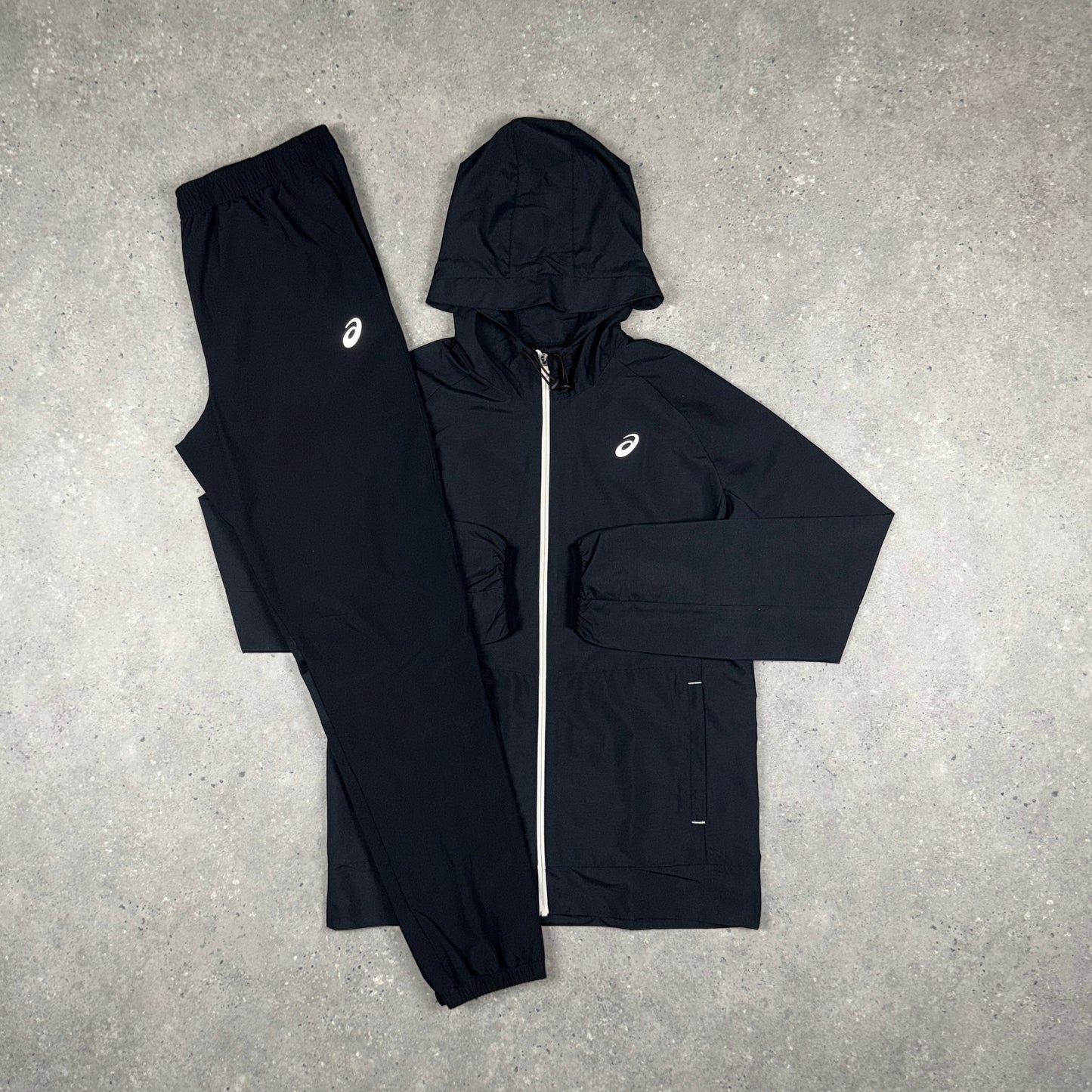 ASICS WOVEN JACKET PANTS SET BLACK