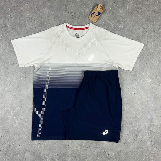 ASICS SEAMLESS T-SHIRT & SHORTS SET BIRCH/BLUE