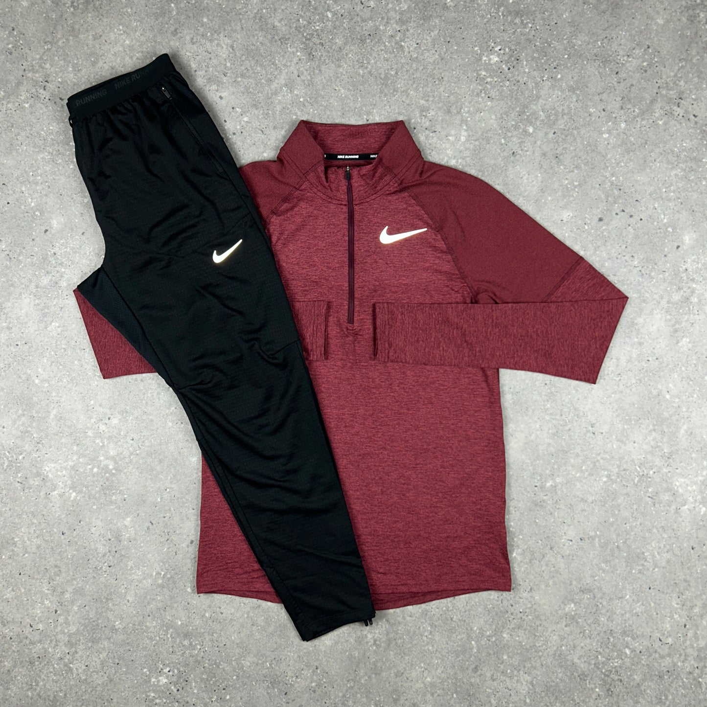NIKE ELEMENT 1/4 ZIP RED & NIKE PHENOM ELITE BOTTOMS SET