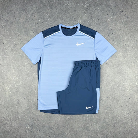 NIKE MILER T-SHIRT SHORTS SET DIFFUSED BLUE