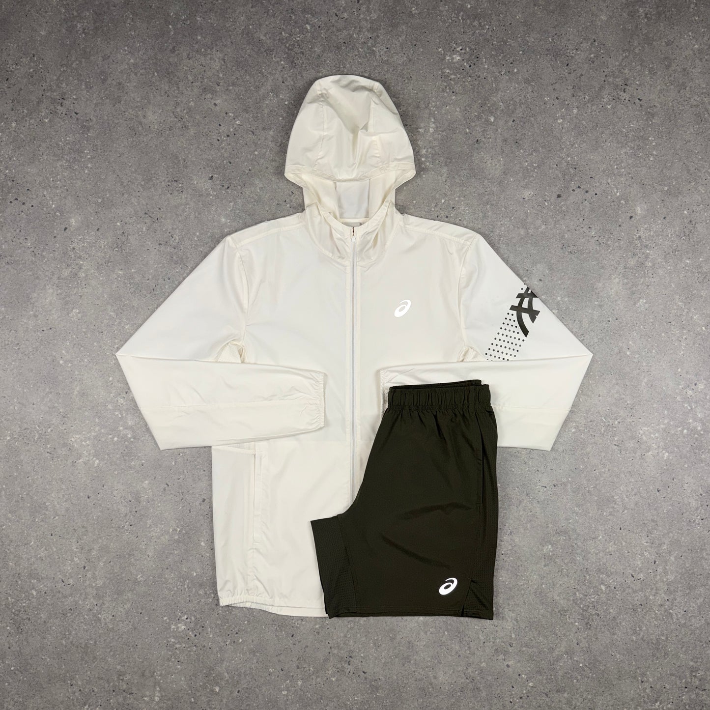 ASICS ICON JACKET SHORTS SET CREAM/BROWN STONE