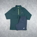ASICS THERMA 1/4 ZIP SHORTS SET FOREST GREEN/GREY