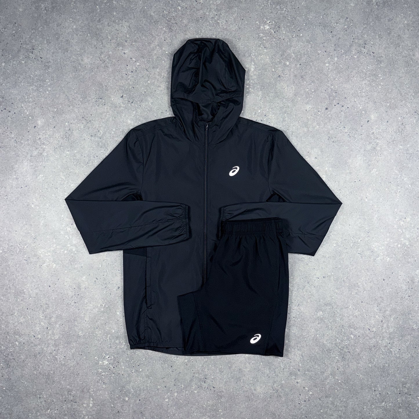 ASICS CORE WINDRUNNER JACKET SHORTS SET BLACK