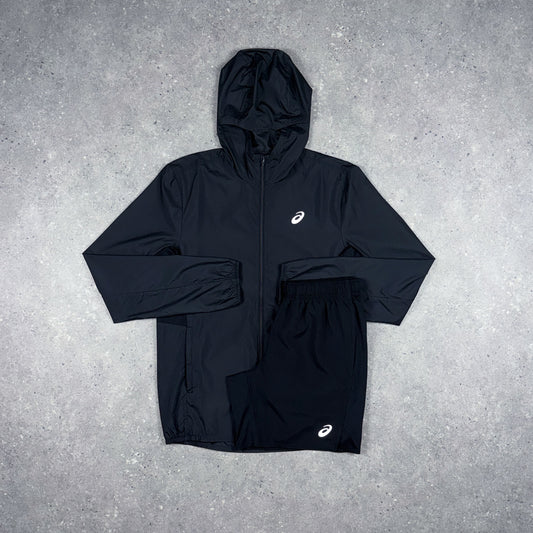 ASICS CORE WINDRUNNER JACKET SHORTS SET BLACK