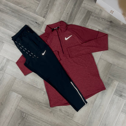 NIKE ELEMENT 1/4 ZIP RED & NIKE PHENOM ELITE BOTTOMS SET