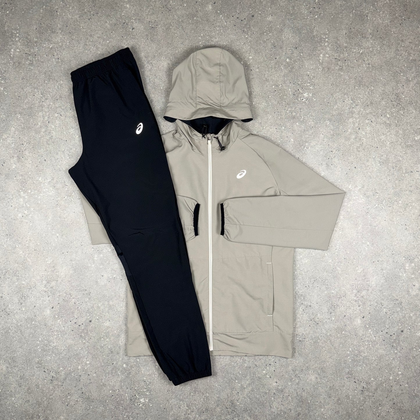 ASICS WOVEN JACKET PANTS SET BIRCH/BLACK