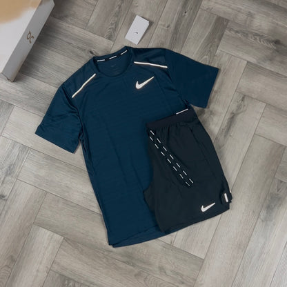 NIKE 1.0 MILER T-SHIRT MIDNIGHT NAVY & BLACK 7” FLEX STRIDE SHORT SET