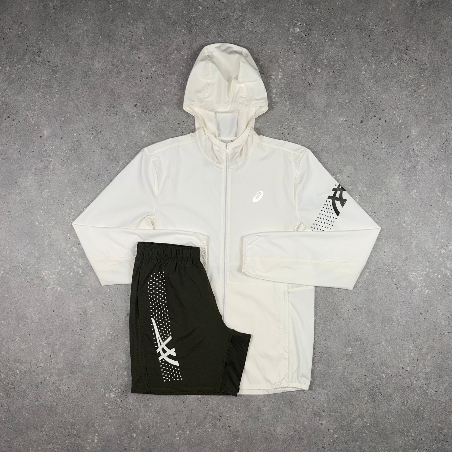ASICS ICON JACKET SHORTS SET CREAM/BROWN STONE