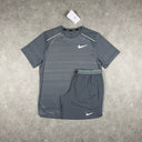 NIKE MILER T-SHIRT SHORTS SET SMOKE GREY