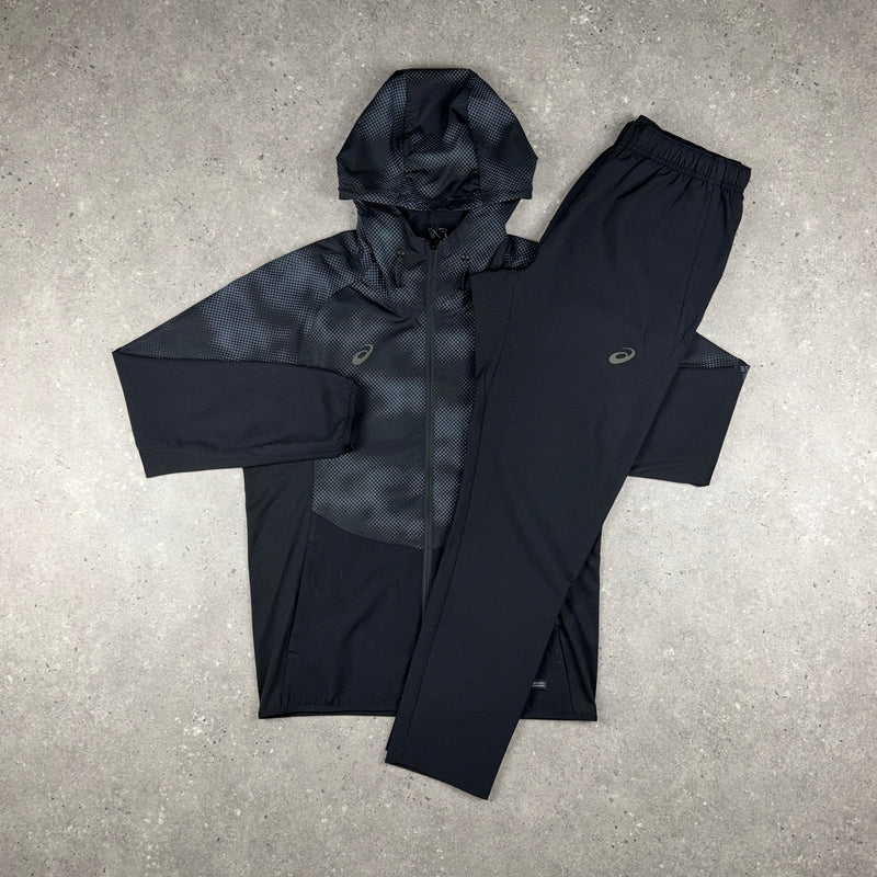 ASICS DISTORTED JACKET PANTS SET BLACK