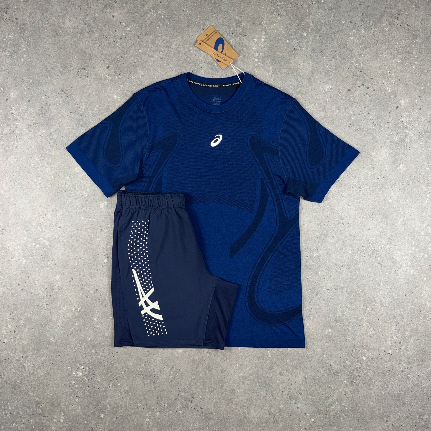 ASICS SEAMLESS T-SHIRT SHORTS SET MIDNIGHT NAVY