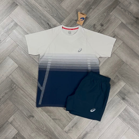 ASICS SEAMLESS T-SHIRT & SHORTS SET BIRCH/BLUE