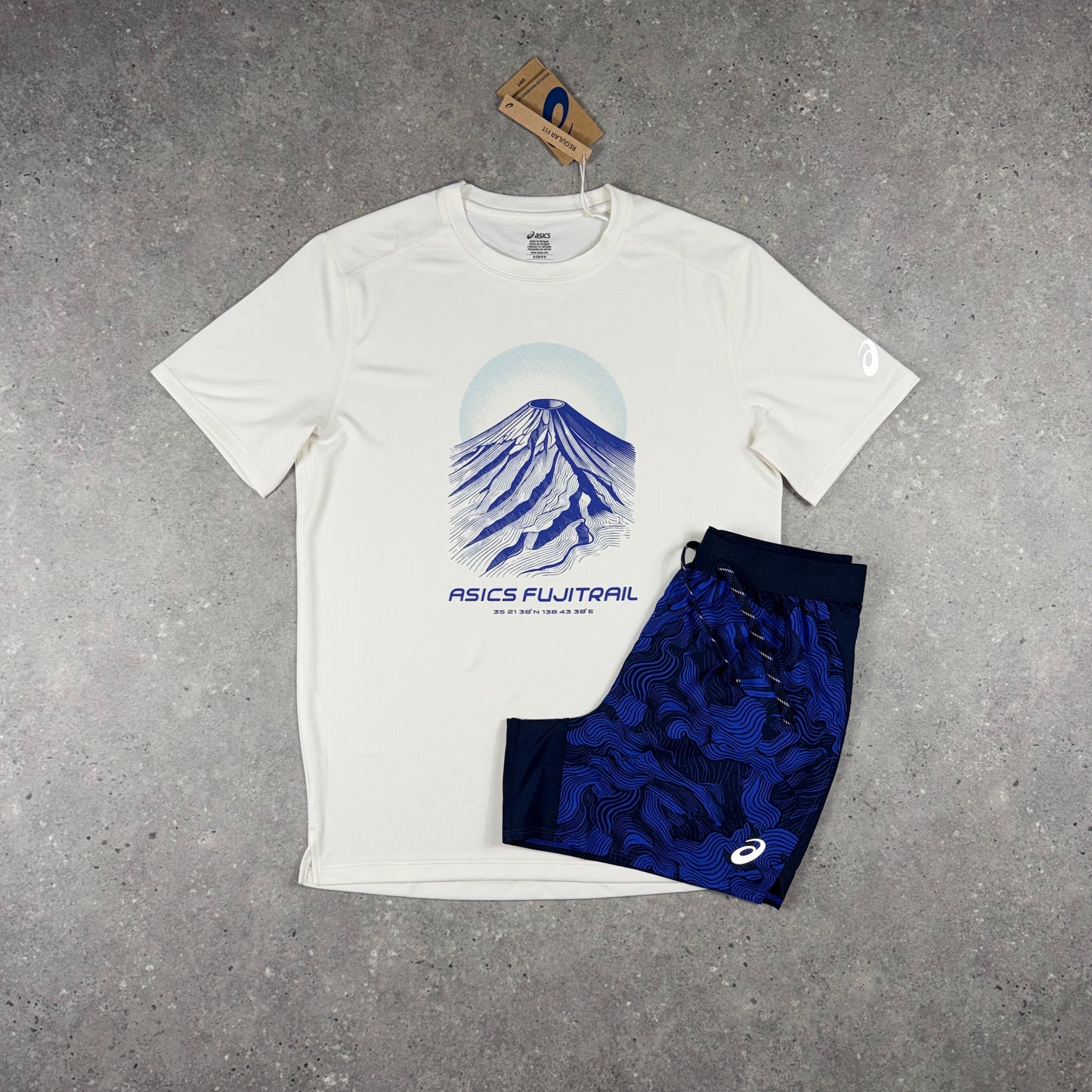 ASICS FUJITRAIL T-SHIRT SHORTS SET WHITE/PURPLE