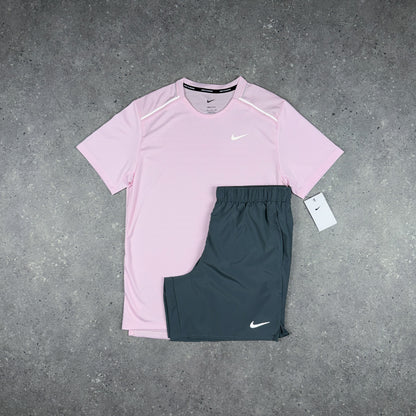 NIKE MILER T-SHIRT SHORTS SET PINK FOAM