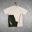 ASICS CURVE T-SHIRT SHORTS SET BIRCH/BROWN STONE