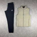 ASICS PUFFER GILET PANTS SET BEIGE BLACK