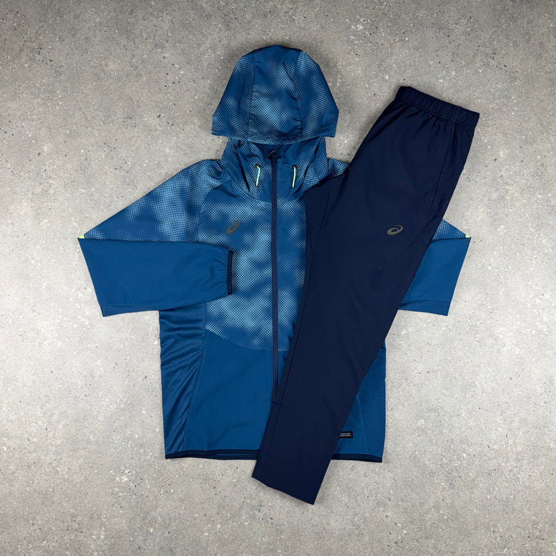 ASICS DISTORTED JACKET PANTS SET NAVY