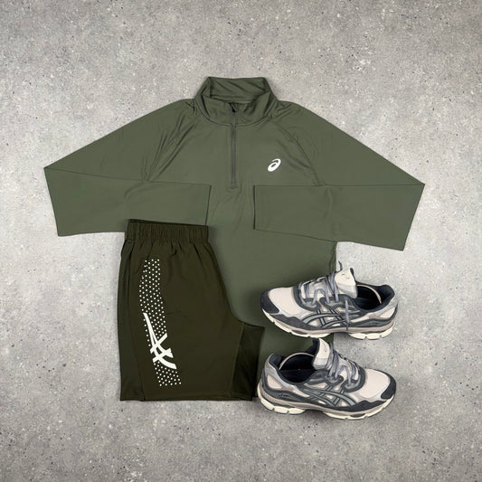 ASICS PACER 1/4 ZIP BUNDLE BROWN STONE/KHAKI