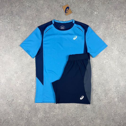 ASICS CURVE T-SHIRT SHORTS SET DOLPHIN BLUE/MIDNIGHT NAVY