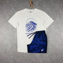 ASICS FUJITRAIL T-SHIRT SHORTS SET CREAM/MIDNIGHT