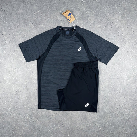 ASICS ROAD T-SHIRT SHORTS SET BLACK