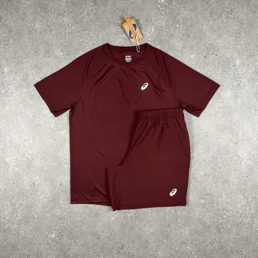 ASICS CORE T-SHIRT SHORTS SET MAROON