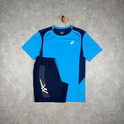 ASICS CURVE T-SHIRT SHORTS SET NAVY BLUE