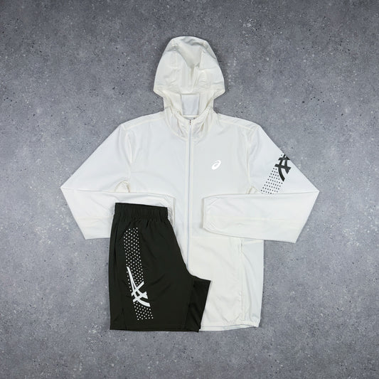 ASICS ICON JACKET SHORTS SET CREAM/BROWN STONE