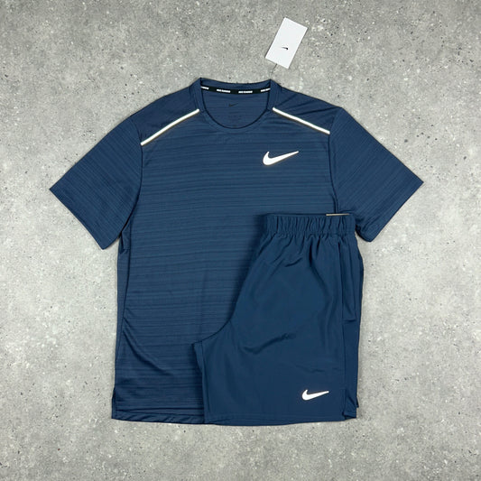 NIKE MILER T-SHIRT THUNDER BLUE & THUNDER BLUE CHALLENGER SHORTS SET