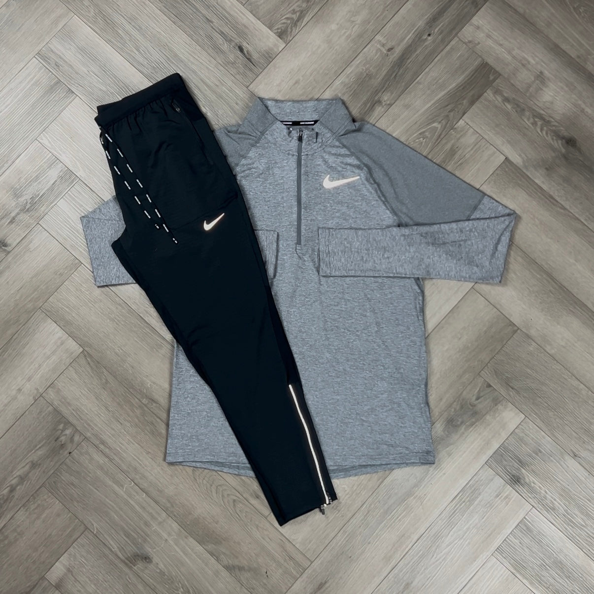 NIKE ELEMENT 1/4 ZIP GREY & NIKE PHENOM ELITE BOTTOMS SET