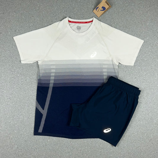 ASICS SEAMLESS T-SHIRT & SHORTS SET BIRCH/BLUE
