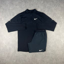 NIKE ELEMENT 1/4 ZIP SHORTS SET BLACK