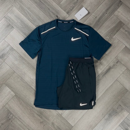 NIKE 1.0 MILER T-SHIRT MIDNIGHT NAVY & BLACK 7” FLEX STRIDE SHORT SET