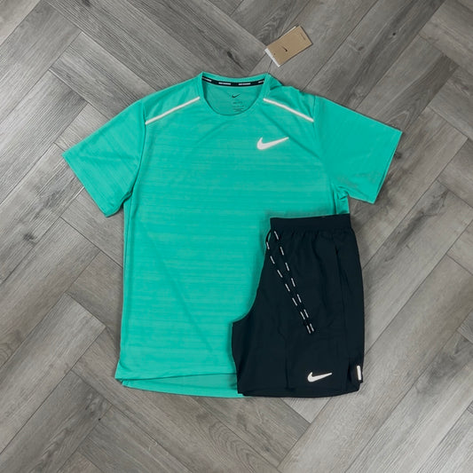 NIKE MILER 1.0 MINT & BLACK FLEX STRIDE SHORTS SET