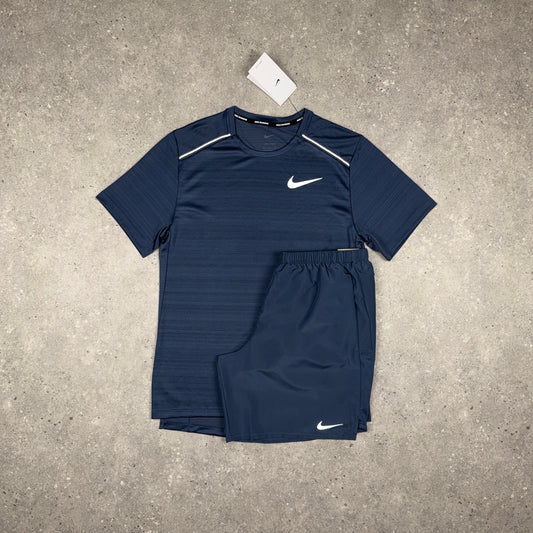 NIKE MILER T-SHIRT SHORTS SET THUNDER BLUE