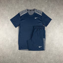 NIKE MILER T-SHIRT SHORTS SET NAVY / GREY